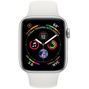 Apple Watch Series 4 GPS 44mm Aluminum Case with Sport Band серебристый/белый
