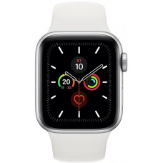 Apple Watch Series 5 GPS 44mm Aluminum Case with Sport Band серебристый/белый