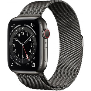 Apple Watch Series 6 44mm Stainless Steel Case with Milanese Black