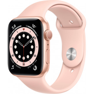 Apple Watch Series 6 GPS 44mm Aluminum Case with Sport Band Gold/Pink (LL)