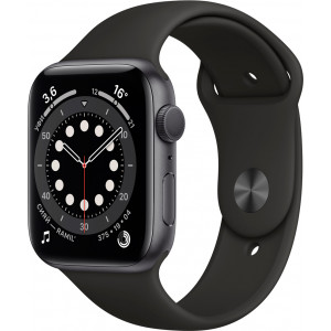Apple Watch Series 6 GPS 44mm Aluminum Case with Sport Band Grey/Black (LL)