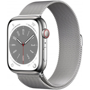 Apple Watch Series 8 45mm Stainless Steel Case with Milanese Silver Apple Watch Series 8 45mm Stainless Steel Case with Milanese Silver