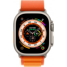 Apple Watch Ultra 49 mm Titanium Case, Alpine Loop Orange (Medium, 145–190 mm) Orange